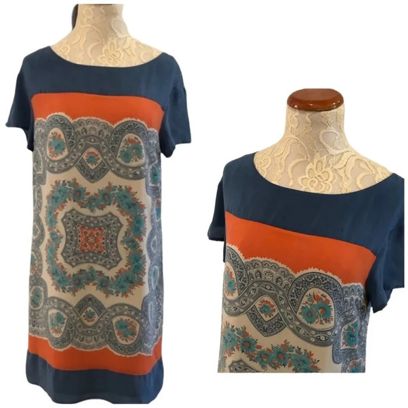 Meadow Rue Dresses & Skirts - Anthro Meadow Rue Silk Batik Boho Shift Dress